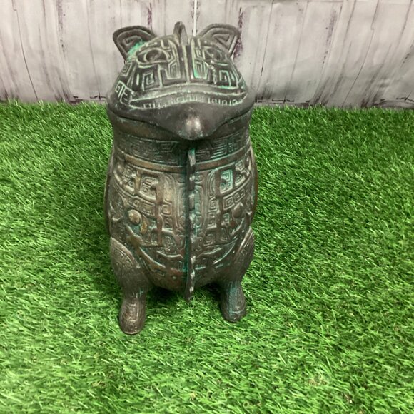 Vintage JAMES MONT Style Verdigris Mid-Century Asian Pitcher - Picture 3 of 14